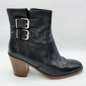 J. Crew Black Leather Boots Ankle Booties Size 8- Heel 3"